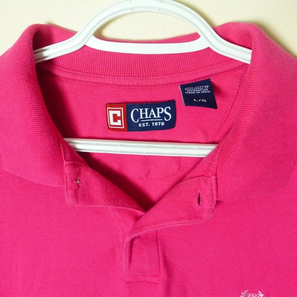 CHAPS PINK MEN'S SHORT SLEEVE POLO GOLF SHIRT - LG - Picture 4 of 14